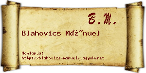 Blahovics Mánuel névjegykártya